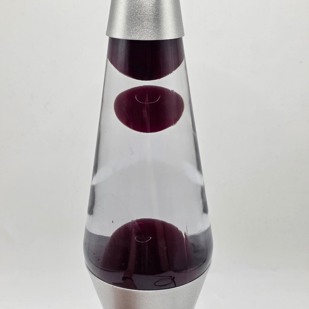 Lava Lite Motion Lamp Ruby Red Wax Silver Base Retro Mid Century Modern Decor - Picture 14 of 14